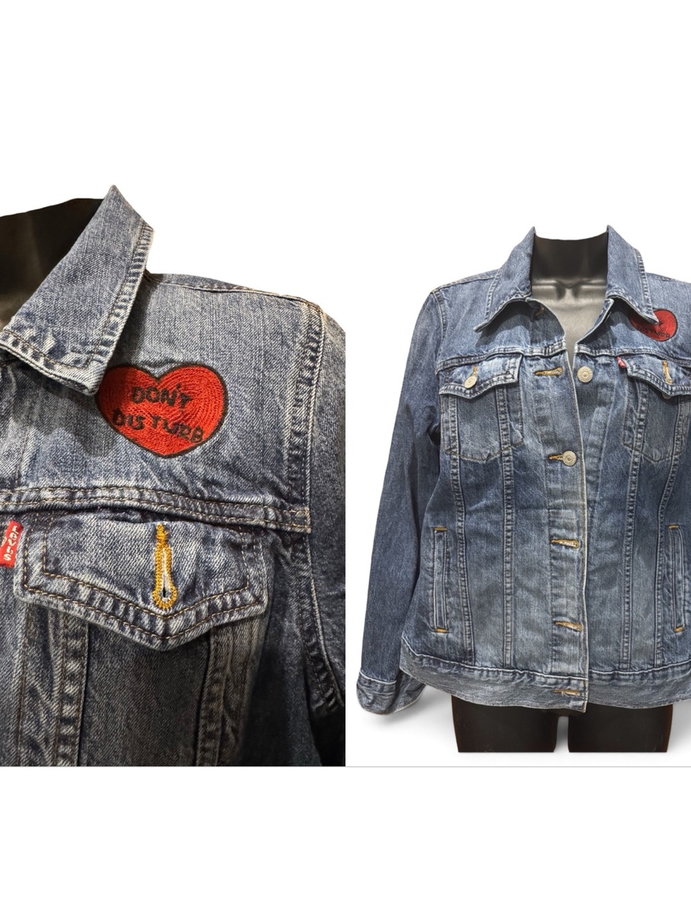 Levi's Blue Denim Jacket with Red Heart Patch